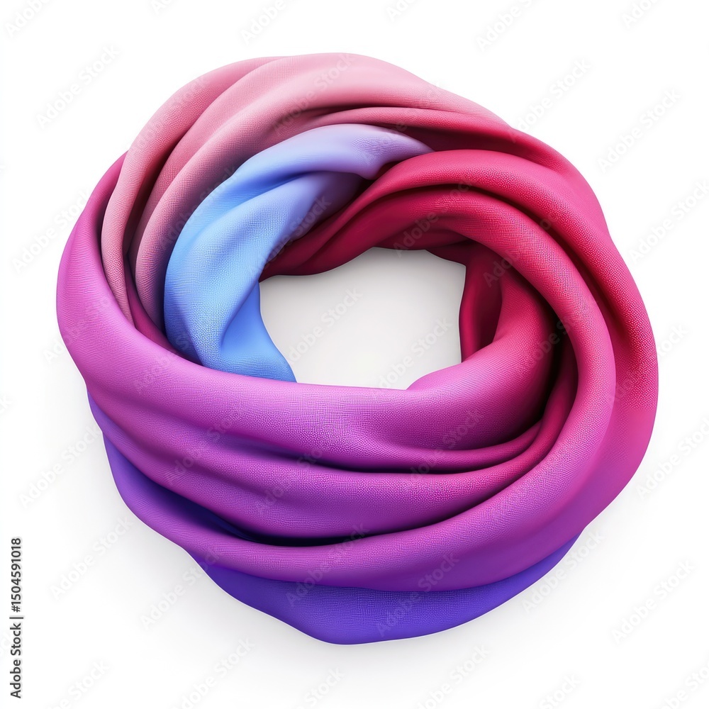 Poster multicolored fabric wrap in a circular form.