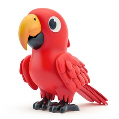Fototapeta premium Playful, cartoonish red parrot illustration.