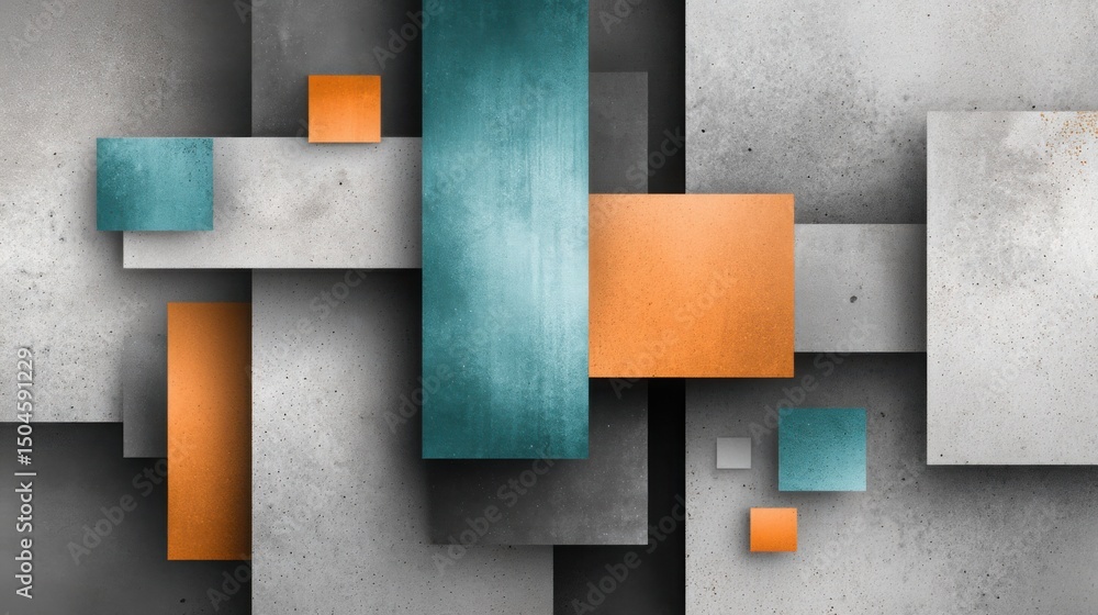 Poster digital brutalist background with layered concrete-style textures and aggressive cyan-orange color b