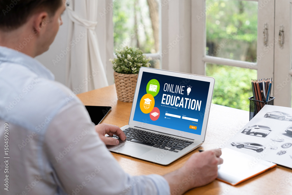 Poster e-learning website with brisk sofware for student to study online on the internet network