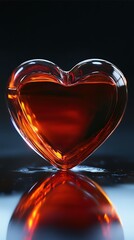 Romantic heart-shaped glass featuring liquid with warm amber tone