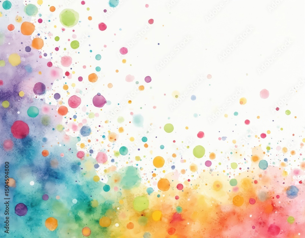 Poster abstract watercolor art features colorful dots on white background. seamless pattern design with vib