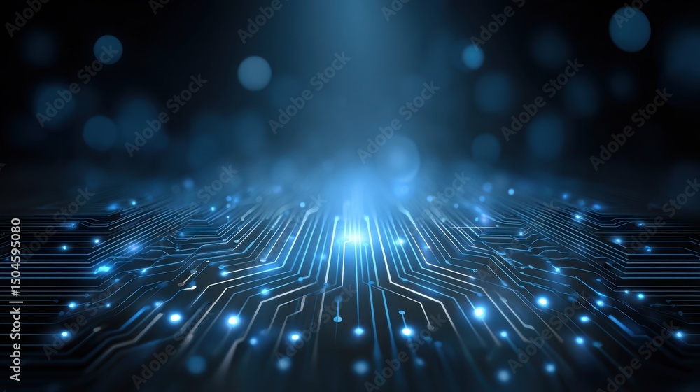 Aufkleber high-resolution digital background featuring detailed microchip patterns and deep black with electri