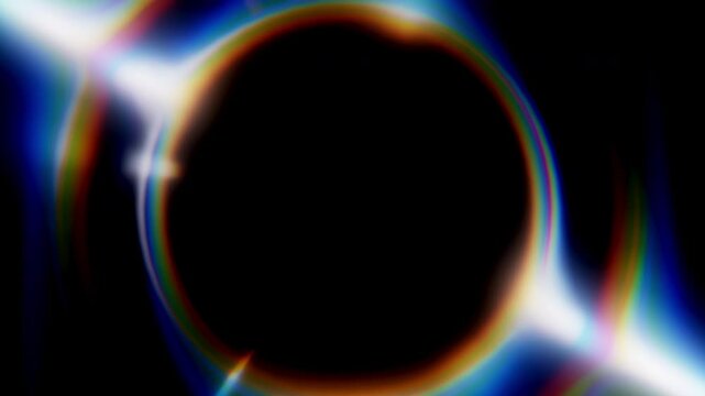 Circular rainbow dispersion light overlay with rotating glow effect for video transitions and visual enhancement