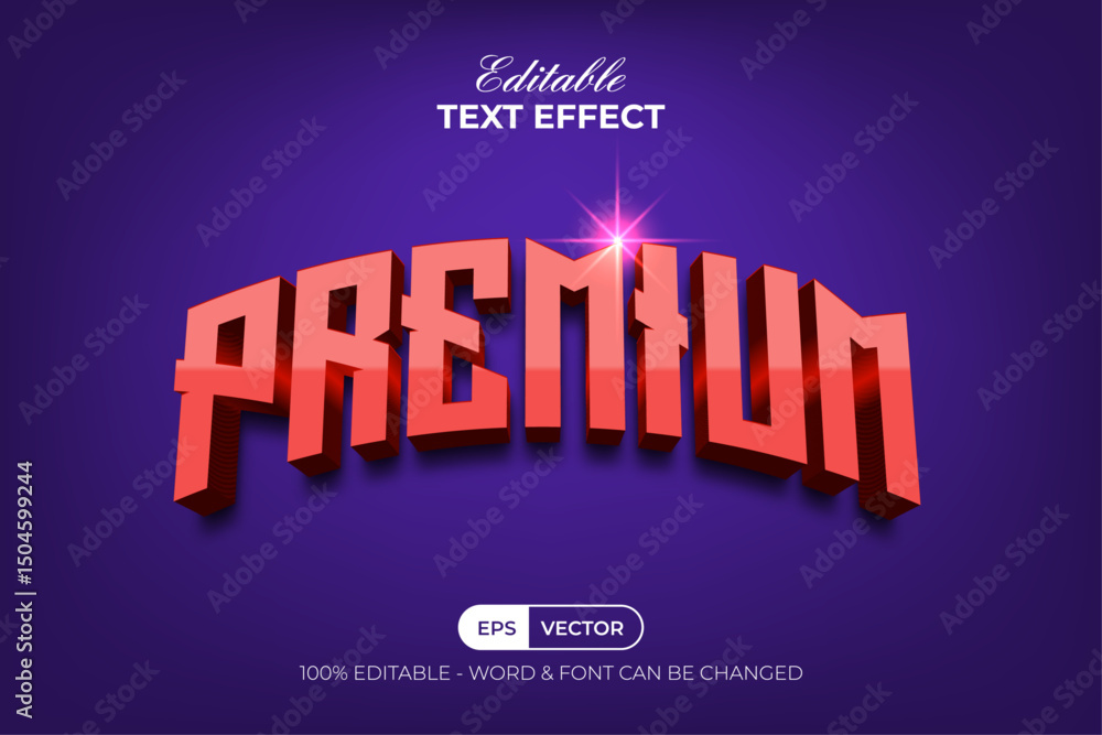 Aufkleber premium text effect 3d curved style. editable text effect.