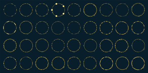 Gold circle frame design decoration. Vector illustration.