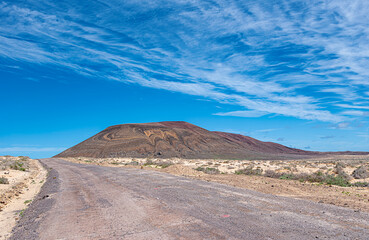 Landscape photography of mountain and road, island la Graciosa, Lanzarote, Spain, desert, volcano, tourism, tourist destination