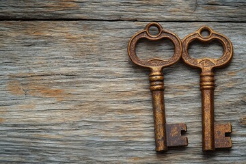 Unlocking secrets vintage keys on weathered wood still life rustic environment close-up view