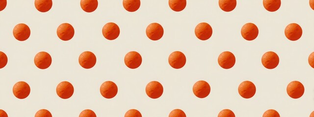 Polka dot pattern with vivid orange dots aligned in perfect grid on light beige background, stylish 