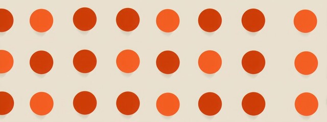 Polka dot pattern with vivid orange dots aligned in perfect grid on light beige background, stylish 