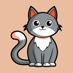 A cartoon black cat with a fish and some other items