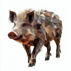 Polygonal Boar Illustration Abstract Wildlife Animal Art in Low Poly Style