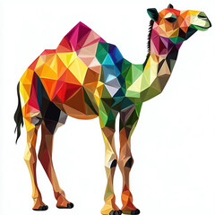Colorful Geometric Camel Illustration in Vibrant Polygonal Style