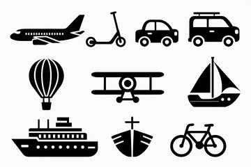 Naklejka premium Photo of Various modes of transport isolated on white background