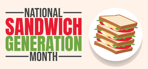 National Sandwich Generation Month background template. Shining Light on the Sandwich Generation