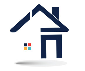Abstract House Icons in White and Blue on a Dark Blue Background for Real Estate and Construction Industry Concepts
