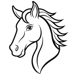 Beautiful animal horse head silhouette black color vector artwork illustration line art vector