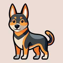 Cartoon vector illustration of a cute puppy, a funny animal character design