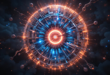 Stunning quasar design radiates vibrant energy with intricate patterns and cosmic elements