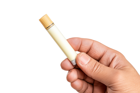 hand delicately holding cigarette  isolated on white background