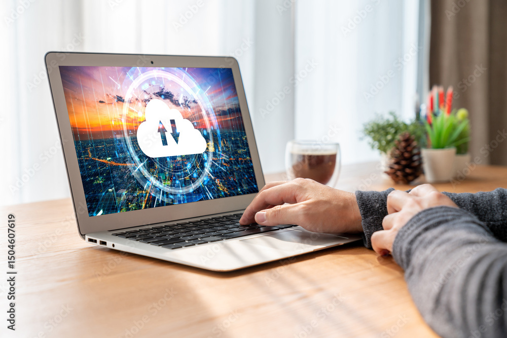 Poster cloud computing software for modish remote work and personal data storage