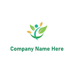 Wellness and Community Logo with Leaf and Human Figure Elements