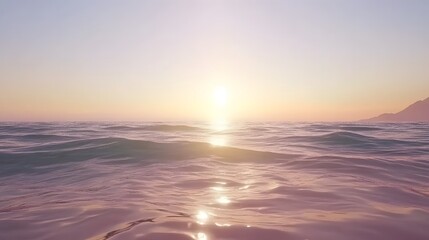 Fototapeta premium Serene Sunset Ocean Waves Pink Sky Calm Sea