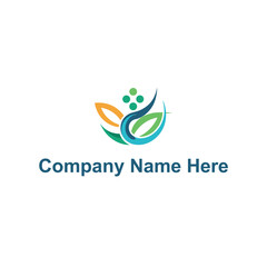 Wellness and Community Logo with Leaf and Human Figure Elements