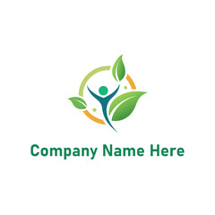 Fototapeta premium Wellness and Community Logo with Leaf and Human Figure Elements