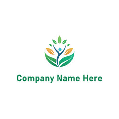 Wellness and Community Logo with Leaf and Human Figure Elements