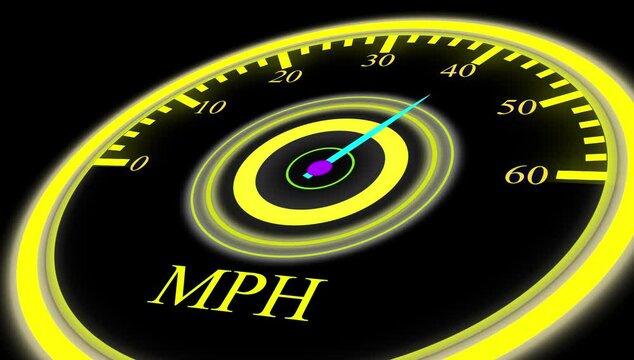 speedometer display mph Speedometer going to max speed and then slow down to zero. Extremely fast driving, car speedometer showing acceleration,