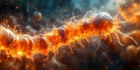 Nematodes attacking pests in macro view highlighting biological interactions and ecosystem dynamics