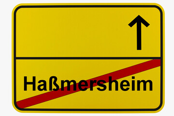 Obraz premium Illustration eines Ortsausgangsschildes von Haßmersheim in Baden-Württemberg 
