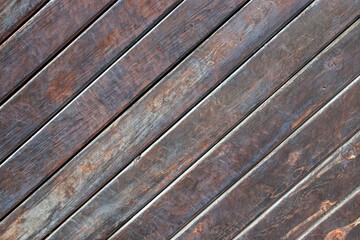 Fragment of the lining with a diagonal pattern of boards. Diagonal boards, close-up. Diagonal...