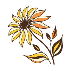 Obraz premium Vibrant Sunflower Illustration Symmetrical Petals & Round Center Icon