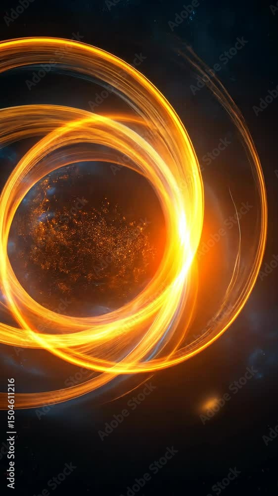 Aufkleber illuminated rings orbit in a cycle of expansion and contraction in loops. vertical.
