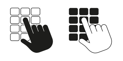 Hand finger entering PIN-code icon, unlock and password. Enter the pin icon. Vector illustrations EPS10