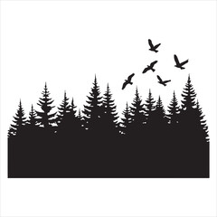 Obraz premium Abstract pine tree silhouettes fading into a swirling snow-filled background