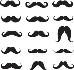 Mustache silhouettes in vector format retro style, mustache silhouette set icon