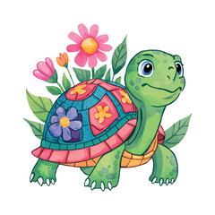 Fototapeta premium Green sea turtle gracefully navigates vibrant coral reefs, a symbol of serene marine life