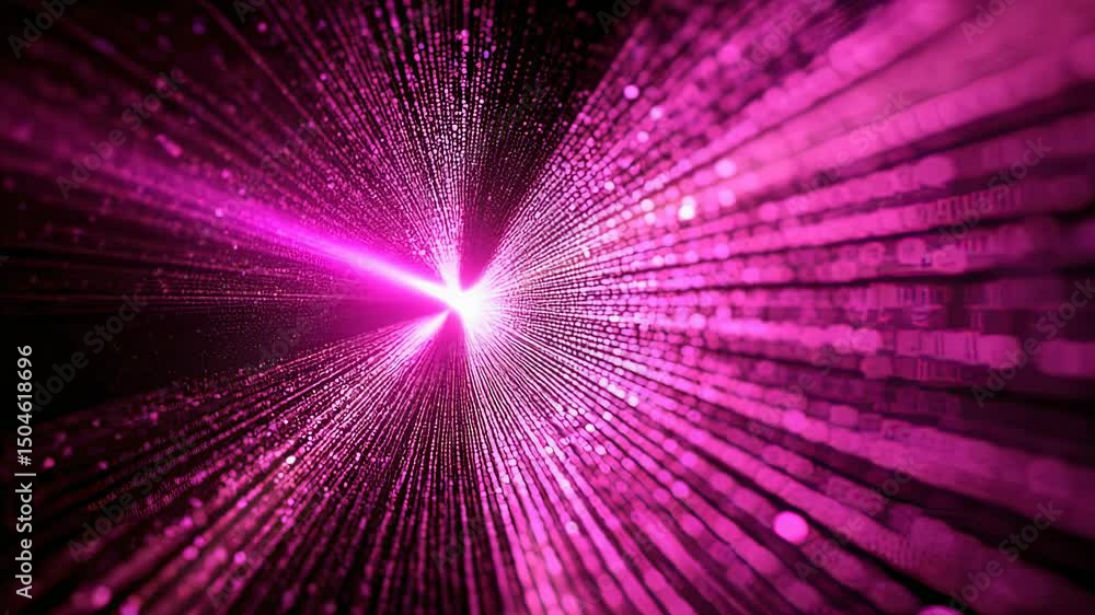 Poster abstract pink light streaks converging towards a central point, creating a futuristic tunnel effect