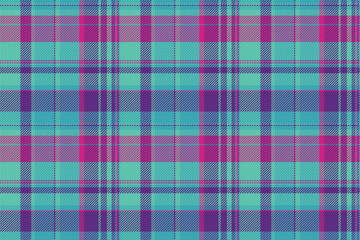 Vibrant plaid pattern in cool teal, purple, and pink tones. A versatile and seamless design, ideal for backgrounds, textiles, or modern graphic projects.