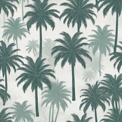 Seamless Teal and Gray Palm Tree Pattern Tropical Illustration