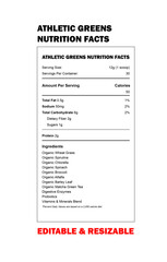 Nutritional Information Template Editable & Resizable Green Supplement Facts