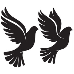 Fototapeta premium Pair of Doves Silhouette Vector,A pair of flying doves vector art work illustration