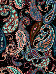 Paisley design Shawl pattern. Seamless Asian Textile Background. Damask seamless pattern, paisley pattern, traditional unique elegant and classic ethnic design