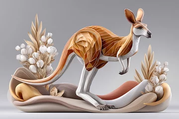 Stylish low-poly kangaroo in artistic nature scene high resolution design