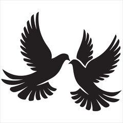 Obraz premium Pair of Doves Silhouette Vector,A pair of flying doves vector art work illustration