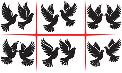 Pair of Doves Silhouette Vector,A pair of flying doves vector art work illustration