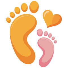 Mon and Baby feet silhouette illustration vector